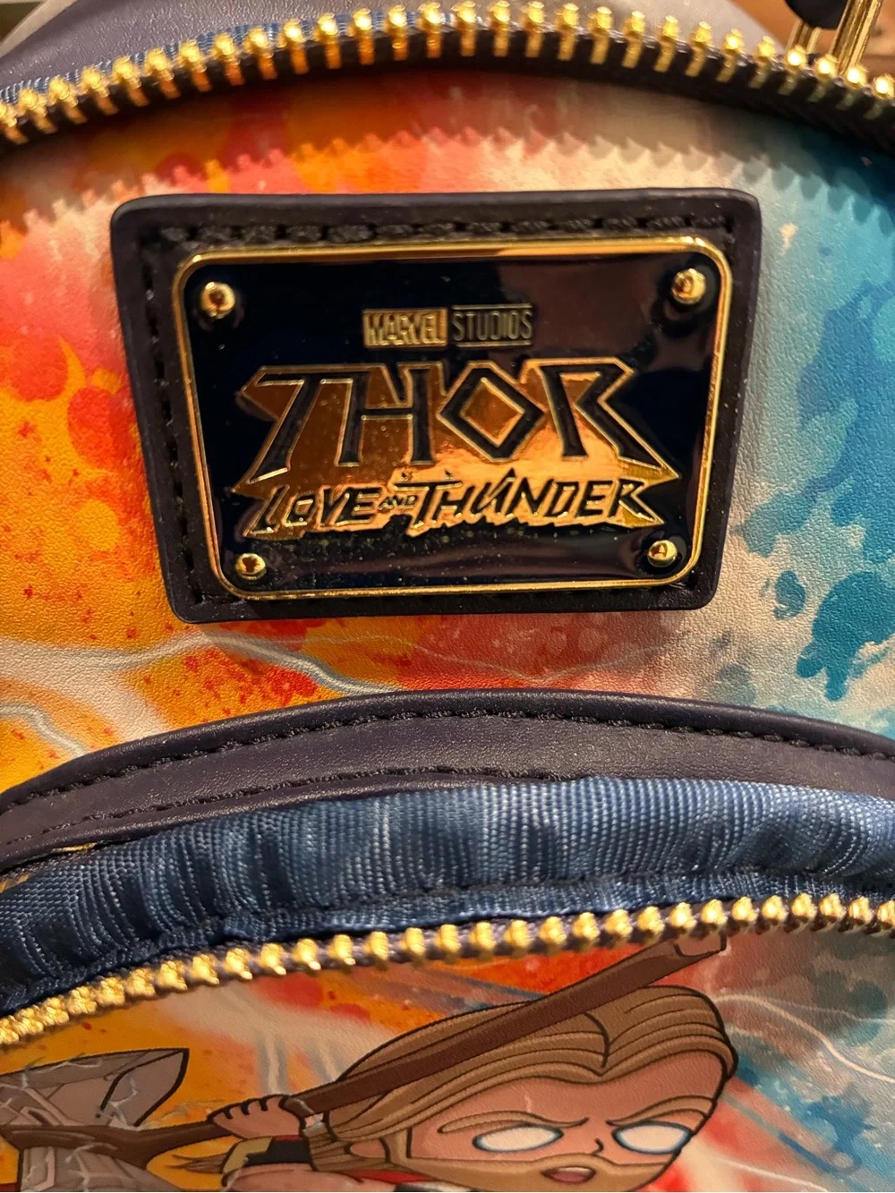 Loungefly Thor: Love and Thunder Kids Mini Backpack - Blue, Red, Yellow